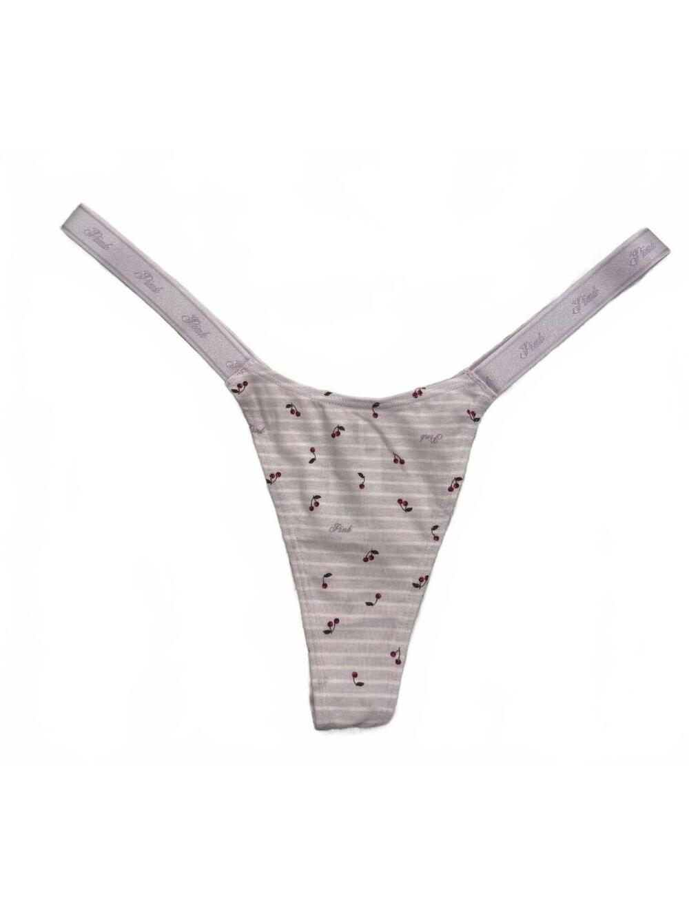 Victoria's Secret PINK Cherry Print Extra Low Rise Thong M NWT
